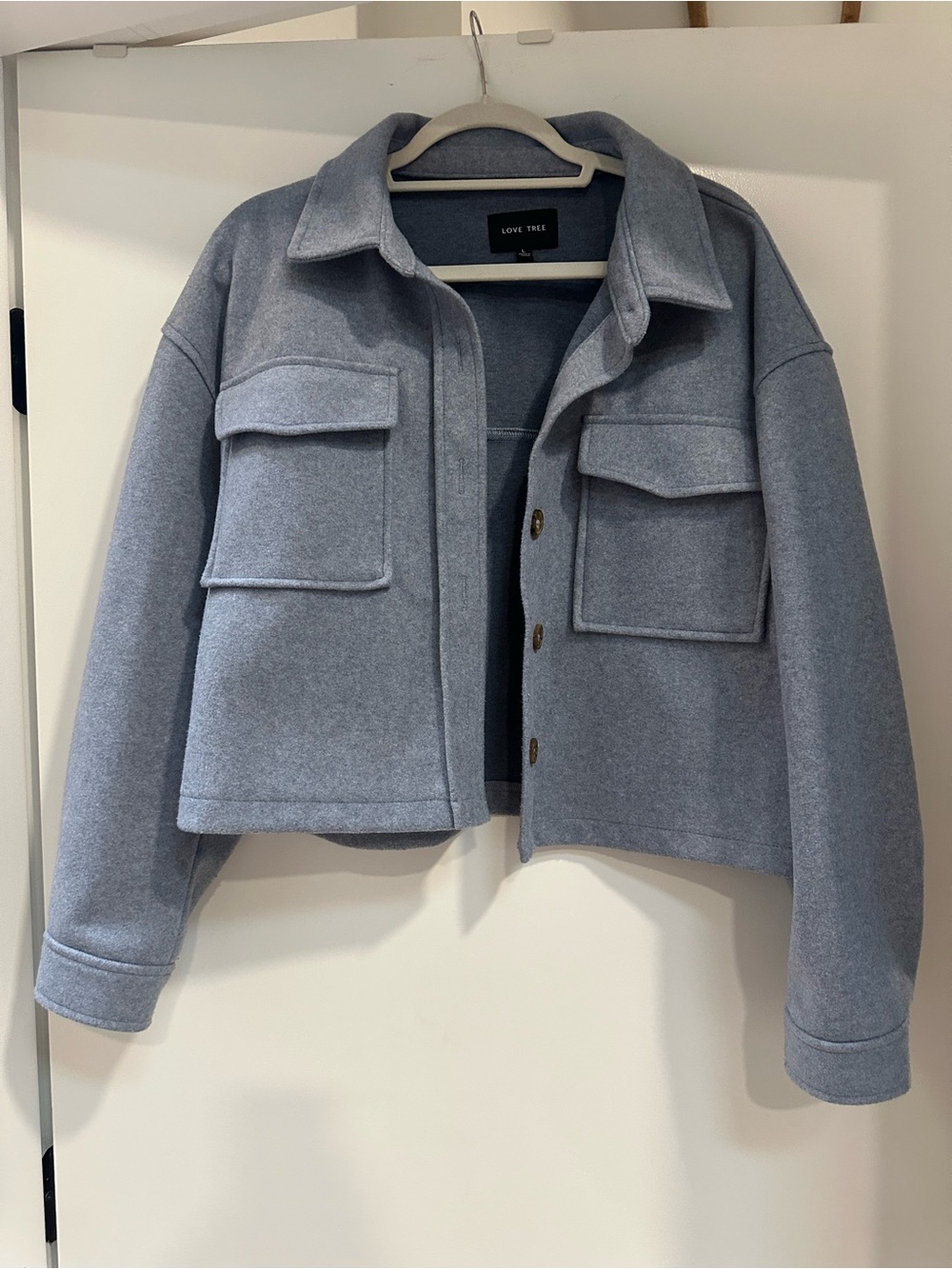 LOVE TREE Women's Cropped Wool-Blend Jacket, Size L, Like New